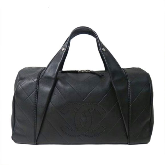 Chanel Handbags - Chanel Chevron V Stitch Coco Mark Boston Bag Black